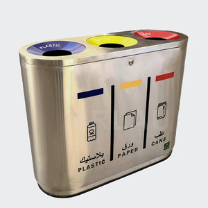 Açık çok bölmeli paslanmaz çelik çöp çöp tenekesi kamu <span class=keywords><strong>Metal</strong></span> geri dönüşüm çöp kutusu alışveriş merkezi ticari SS çöp - Product Image 3