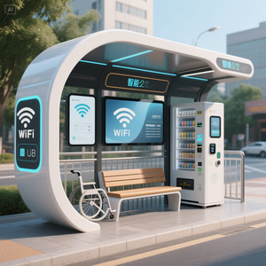Su misura modulare prefabbricata Rta Bus Stop zincato telaio solare Display digitale soluzione di trasporto pubblico pensilina Smart Bus - Product Image 2
