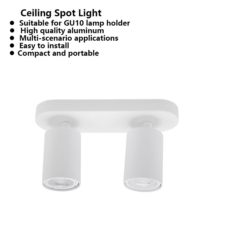 Spot bidirectionnel carré blanc - source lumineuse non incluse