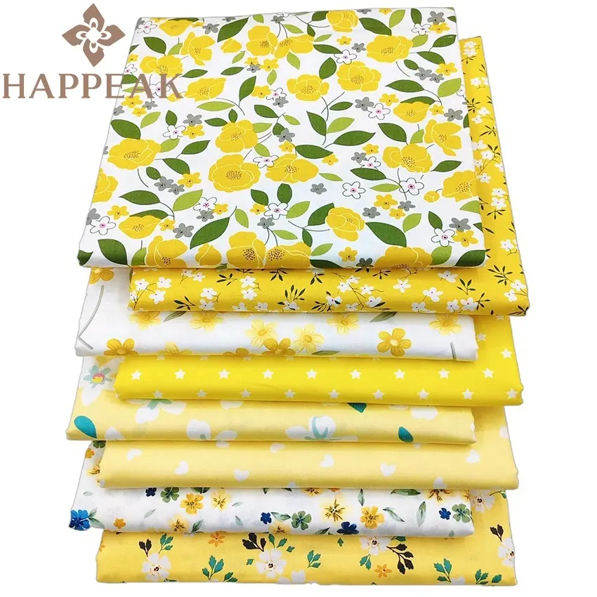 HAPPEAK Offres Spéciales carré Patchwork jaune Floral coton tissu 8 pièces/ensemble gros quarts tissu faisceaux pour bricolage couture