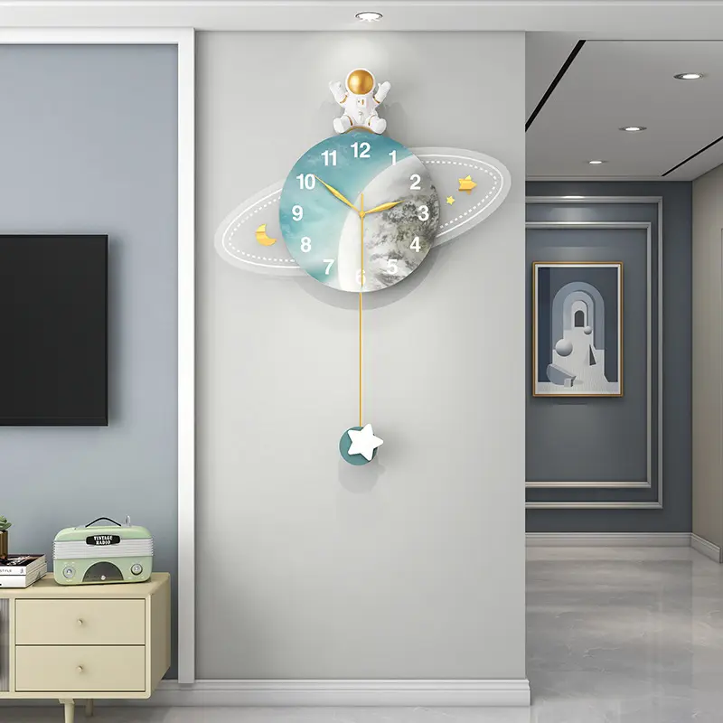 Nueva decoración moderna Relojes de pared Ronda 3D Arte de la pared Relojes de pared de metal para la decoración del dormitorio de los niños