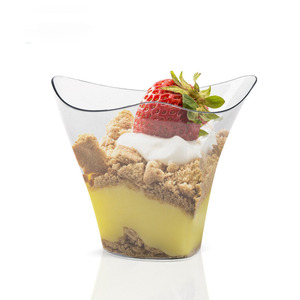 Küçük plastik PET şeffaf bardak mus puding kek kare yuvarlak fincan gıda yoğurt süt jöle ayı çikolata için özel Logo