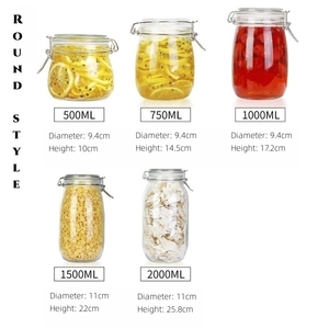 200ml 250ml 500ml 750ml 1000ml şeffaf cam kavanoz ile sızdırmazlık kapağı cam kavanozlar toka ile