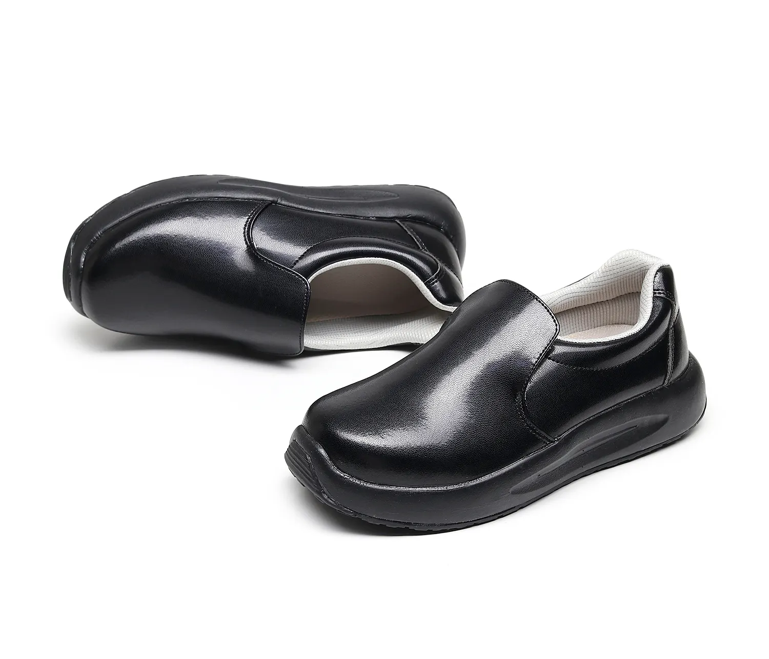 Prix d'usine Taille personnalisée Chaussures de travail confortables en cuir microfibre EVA anti-poussière pour chef d'hôpital