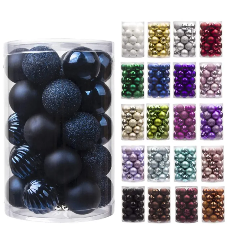 Offre Spéciale Stock boules en plastique De Noël en plastique Argenté 4cm 34 pièces/boîte boules de Sapin de noël arbre de noël suspendus boule