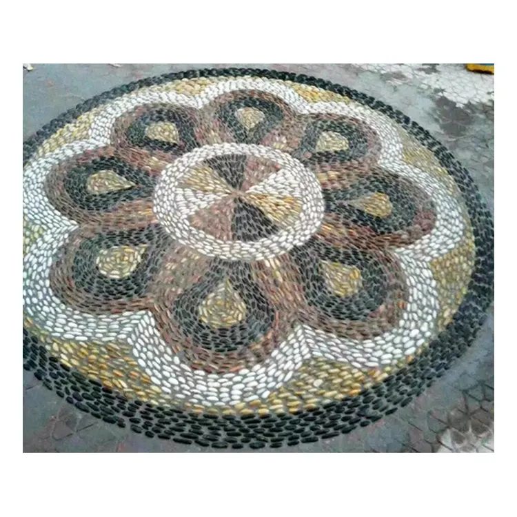 Doğal oval cobbles & çakıl bahçeler için çakıl taş yuvarlak madalyon fayans çakıl mozaik