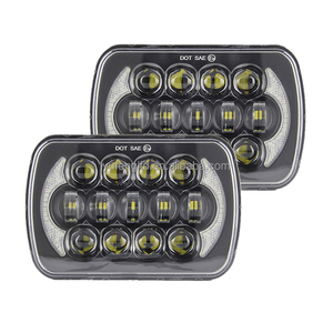 7x6インチLEDヘッドライト50Wハイロービーム長方形LEDライト、DRL機能付きターンシグナルジープラングラー用スクエアヘッドランプ - Product Image 1