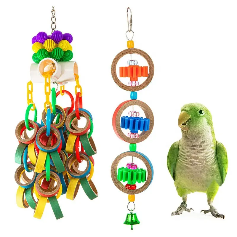 Parrot chewing toys Bird supplies Color paper acrylic combination set bird toys
