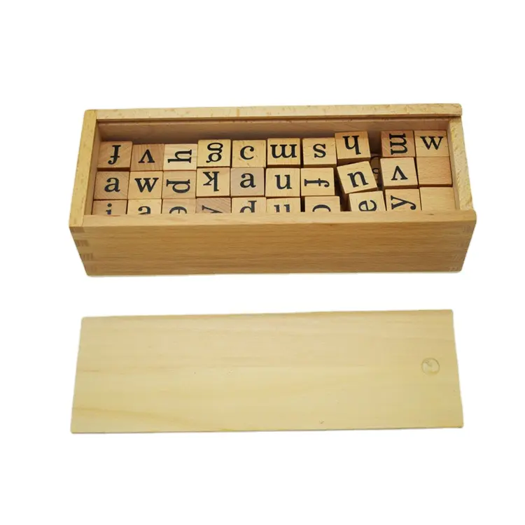 HOYE CRAFTS-letras de madera de haya, juego de escritura cognitiva, bloques de alfabeto de madera