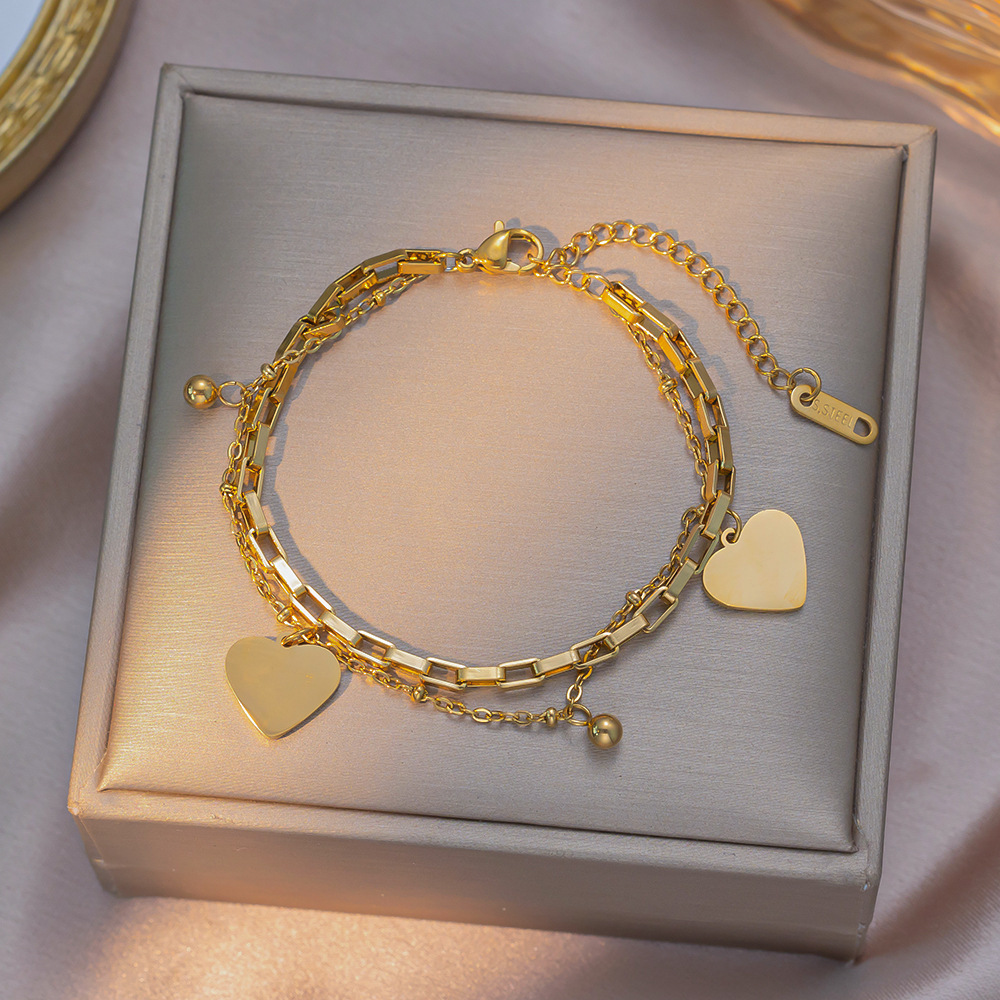 yxc002 double-layer heart-gold