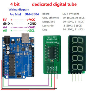 DM43B04 4-Bit-7-Seg I2C-LED-Anzeige IIC Digital Tube Module für Ardunio MEGA2560