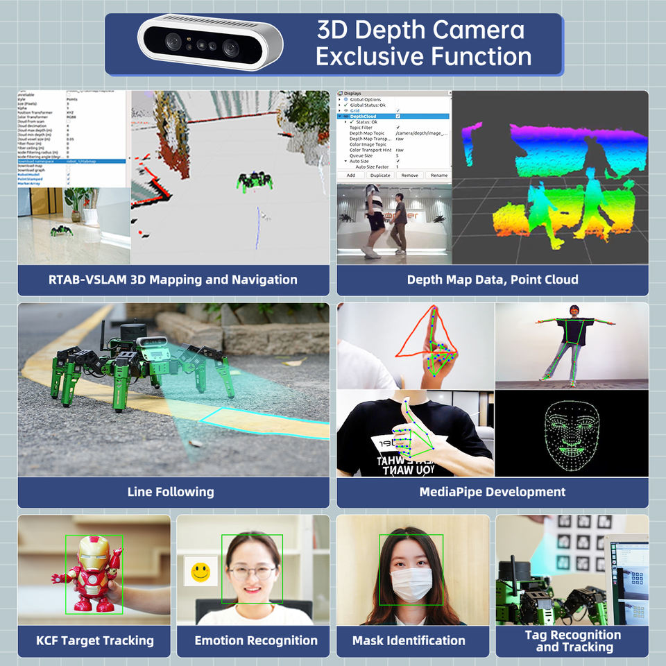 JetHexa Python Programming Depth Camera AI Vision Hexapod Spider Jetson Nano ROS Robot Educational Robotic Kits for College