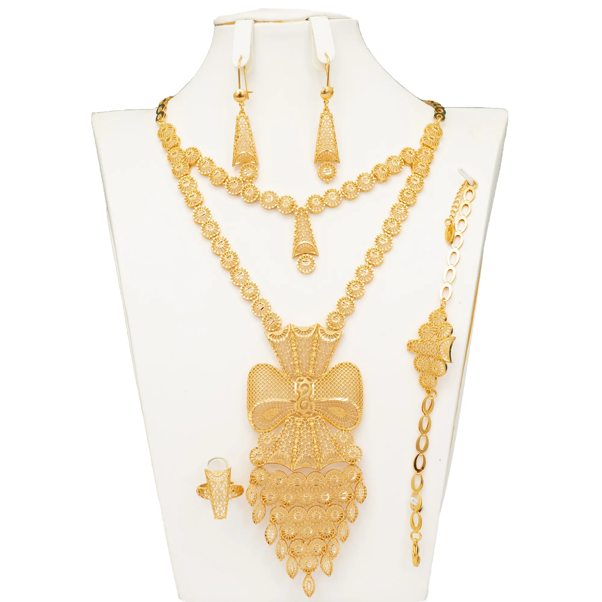 Fabricación Precio al por mayor Popular Moda de lujo Dubai Gold Jewelry Set para boda Joyería de mujer