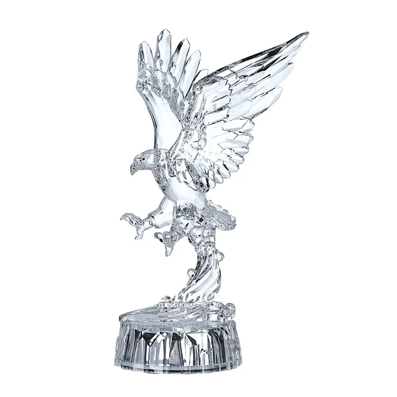 Estatuilla de águila acrílica colección de vidrio ornamento estatua Animal coleccionable Decoración de mesa decoración del hogar escultura de águila de cristal