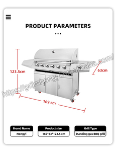 Hiện đại sang trọng 6-burner gas nướng thép xây dựng sơn tĩnh điện có thể điều chỉnh có thể gập lại cho nhà bếp ngoài trời bên sử dụng nhà - Product Image 5