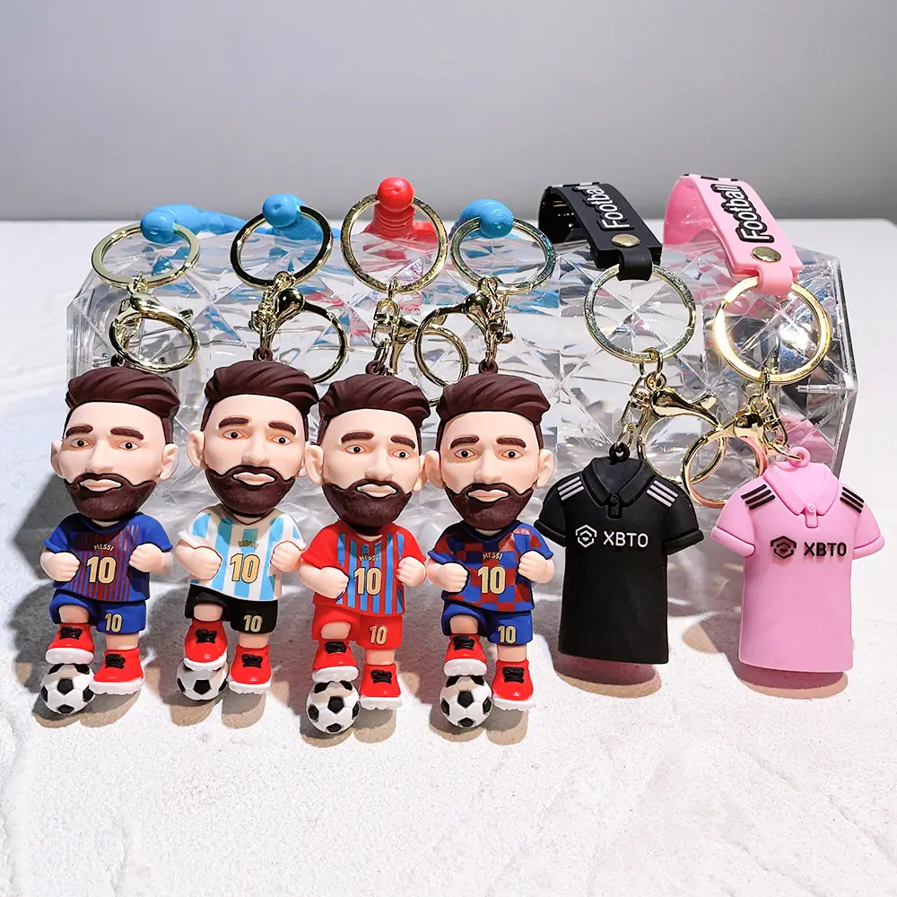 Toptan moda futbol spor yıldız PVC asılı oyuncak anahtarlık anahtarlık