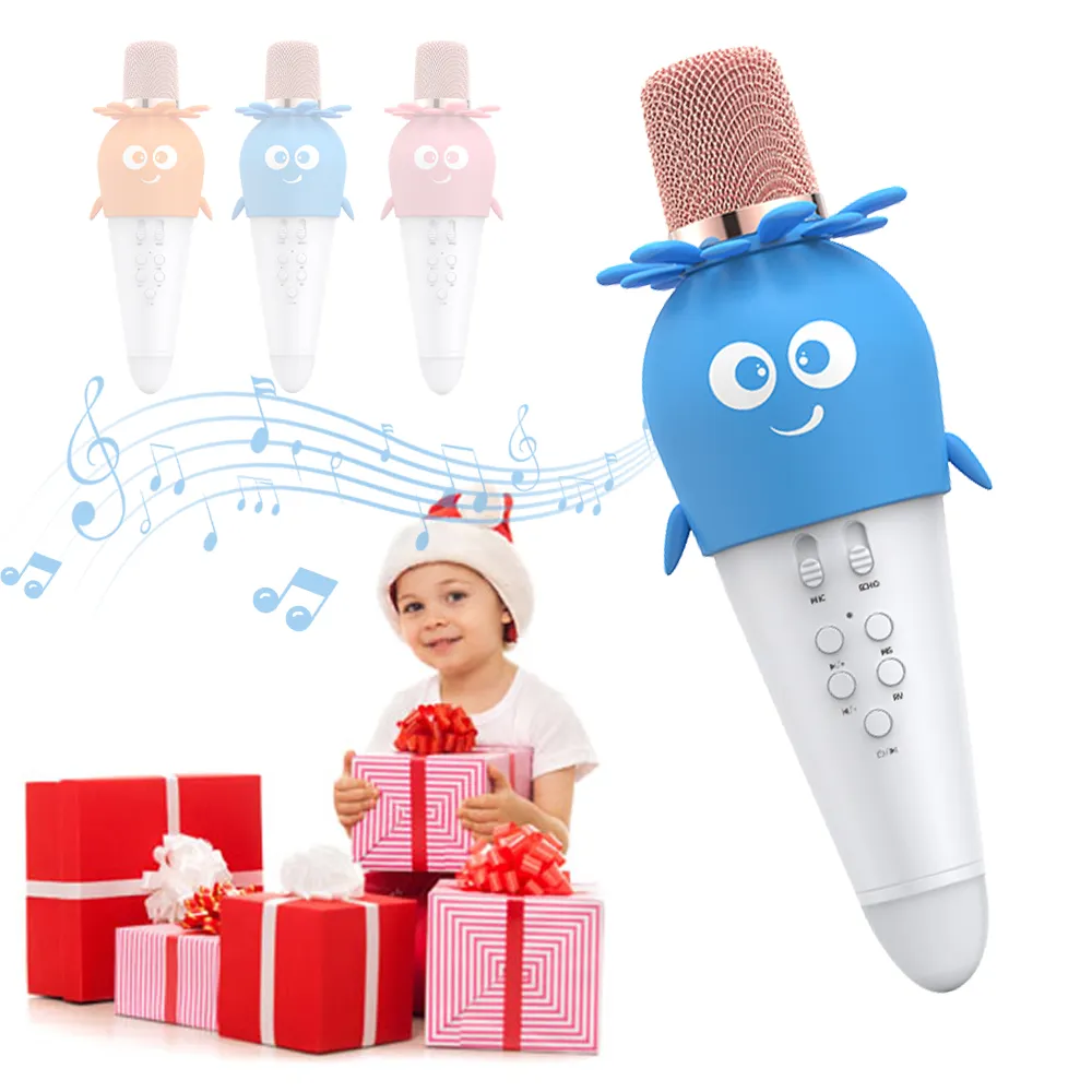 Kids Karaoke Microphone Machine Toys for Girls Bluetooth Microphone with LED Light Birthday Gift for Girls Boys