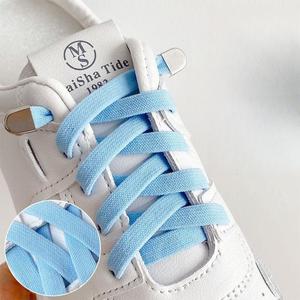 Cordones de zapatos semicirculares sin lazo elásticos de 8MM para niños y adultos Quick Lazy Lock Sneaker Strings Diseño de cordones de zapatos fácil de usar - Product Image 2
