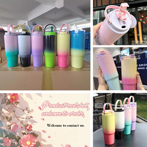 TY RTS 2025新油漆渐变颜色30盎司双壁不锈钢不倒翁汽车杯带吸管保温杯