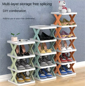 X Hình dạng Stackable giày lưu trữ Organizer DIY Nhựa Giày hiển thị tủ tiết kiệm không gian tổ chức phòng khách giày lưu trữ xx05 - Product Image 1