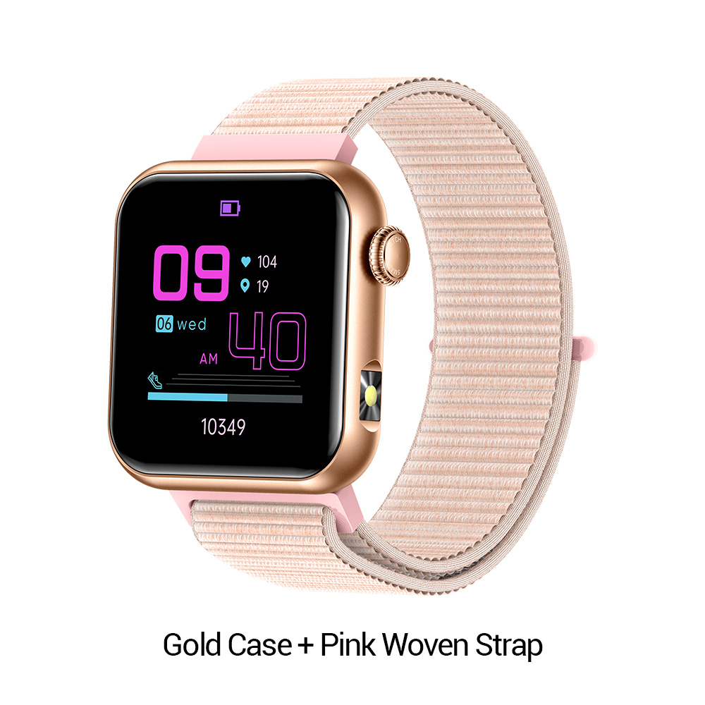 Gold Case + Pink Woven Strap