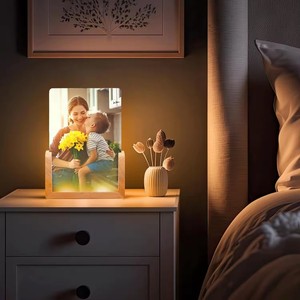 <strong>4</strong>&quot; <strong>X</strong> <strong>6</strong>&quot; Sublimation Blanks Acrylic LED Night Light Picture <strong>Frames</strong> With Warm Color Wood Base for Mother's Day Wedding Home - Product Image 6