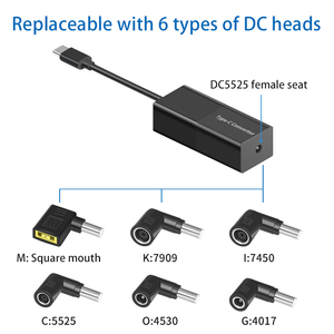 多機能コンバーターラップトップ電源ヘッダーDC5525メスからタイプCオス充電変換ポート65WUSBCポートラップトップ用