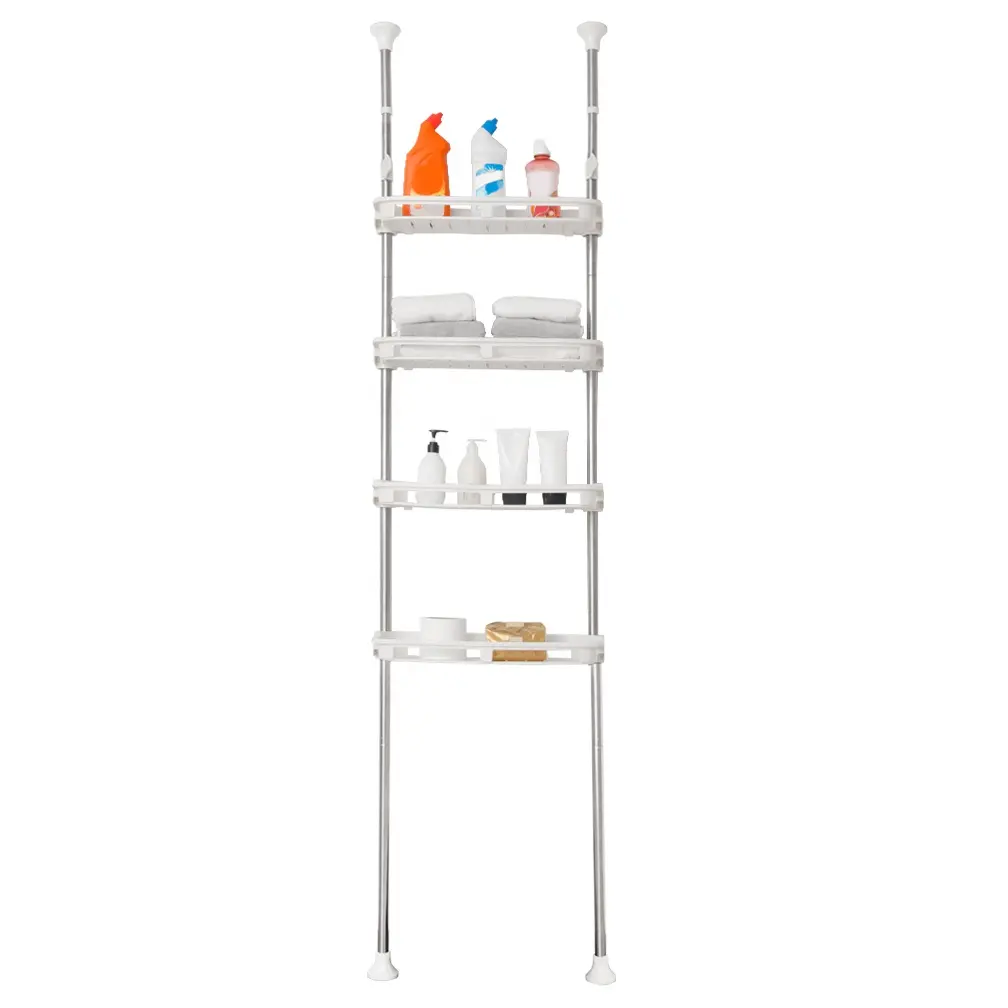 Baoyouni 4 Layer Spanning Staande Wc Rack Telescopische Hoogte Wasserij Organisator Unit Ruimte Saver Lente Geladen Badkamer Plank