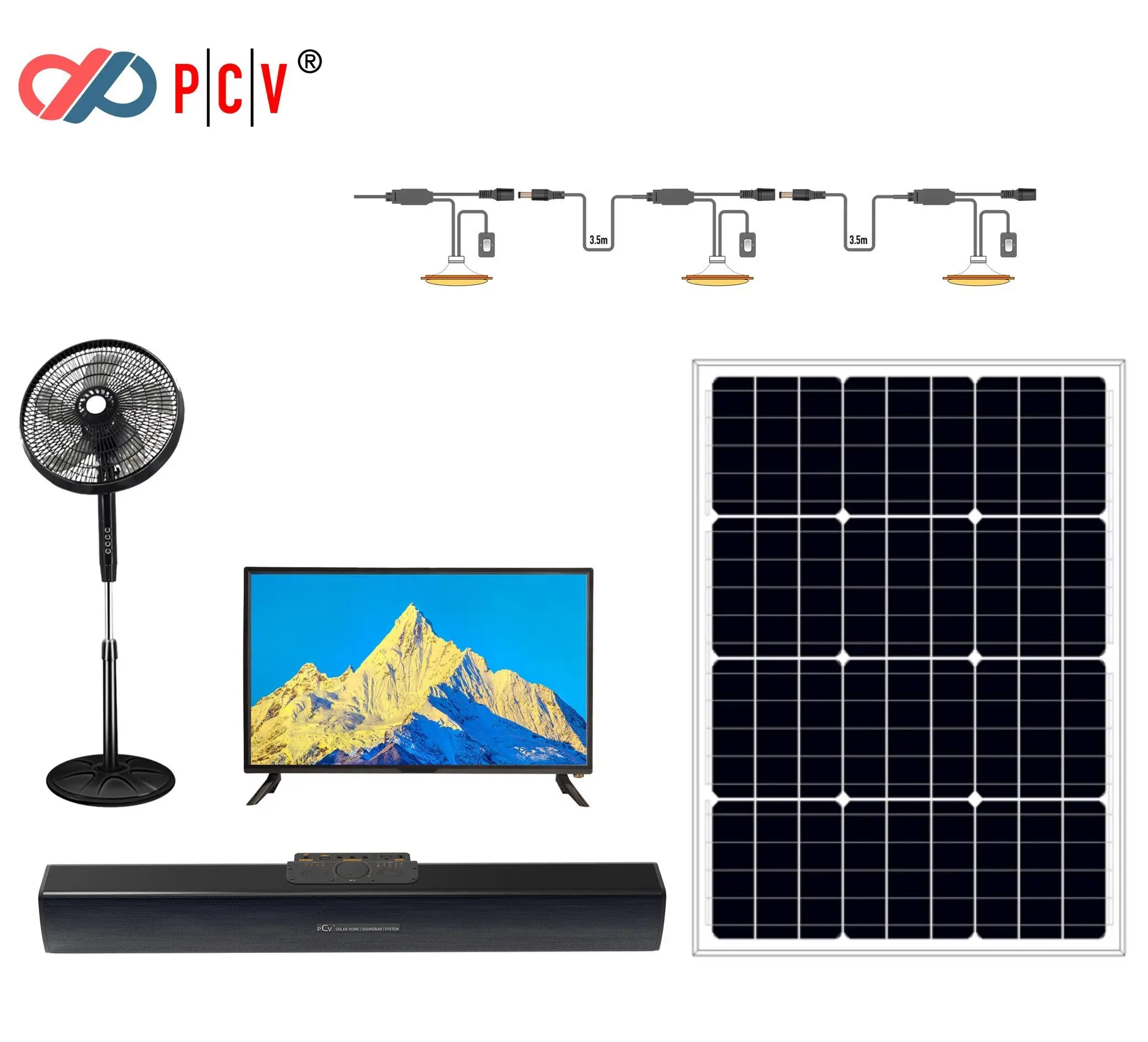 Venta directa de fábrica Kits solares kits de TV solar con Bluetooth MP3 y función de radio Kits de iluminación LED solar para el hogar