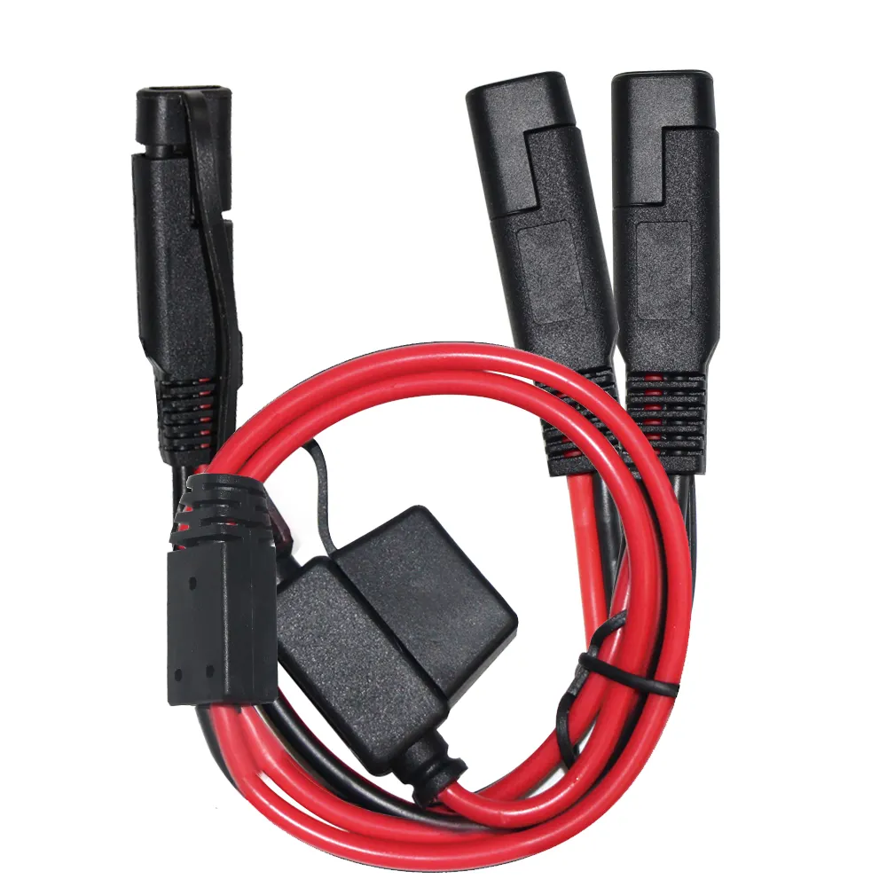 Cables de extensión para coche de 18awg, divisor de Pvc Sae, suministro de energía de alta resistencia CC/Clip Gator, rama roja Y negra, 2 en 1 Y Cable