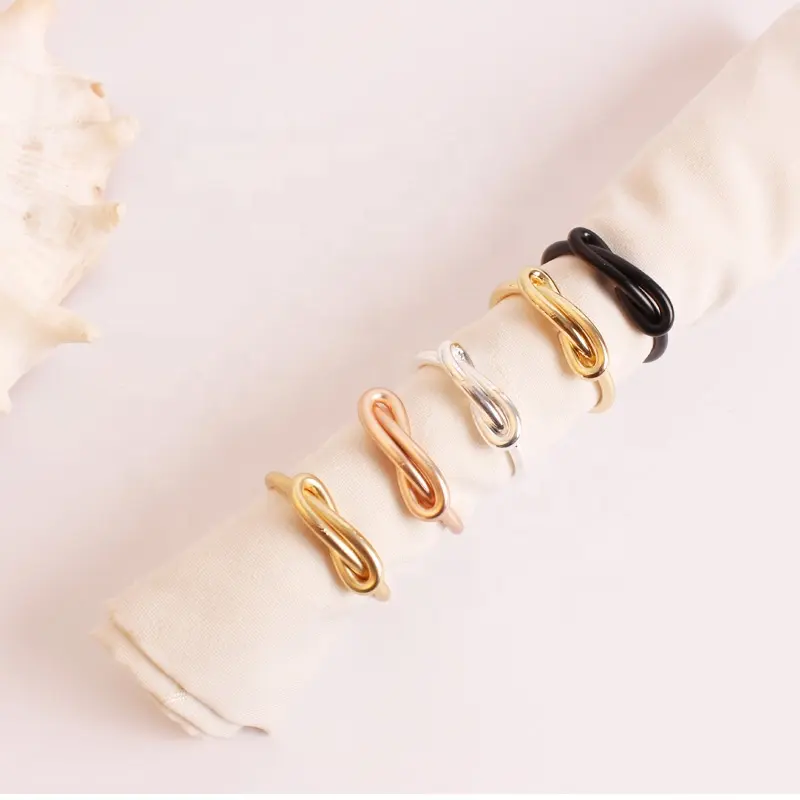 Colored Fashion Metal Gold Knot Napkin Rings For Wedding Table Decoration