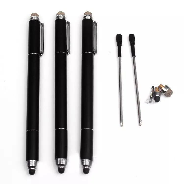 אוניברסלי 4 ב 1 Stylus כדור עט גומי דיסק סיבי טיפ דיגיטלי עט מתכת קיבולי מסך מגע כתיבה עט עבור tablet