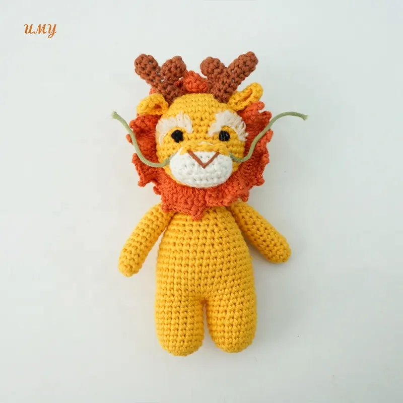 Peluche Suave Amigurumi Muñeca de Ganchillo Loong The Chubby Dragón Chino Juguete de Peluche de Animales de Peluche Regalos de Año Nuevo para Niñas Niños