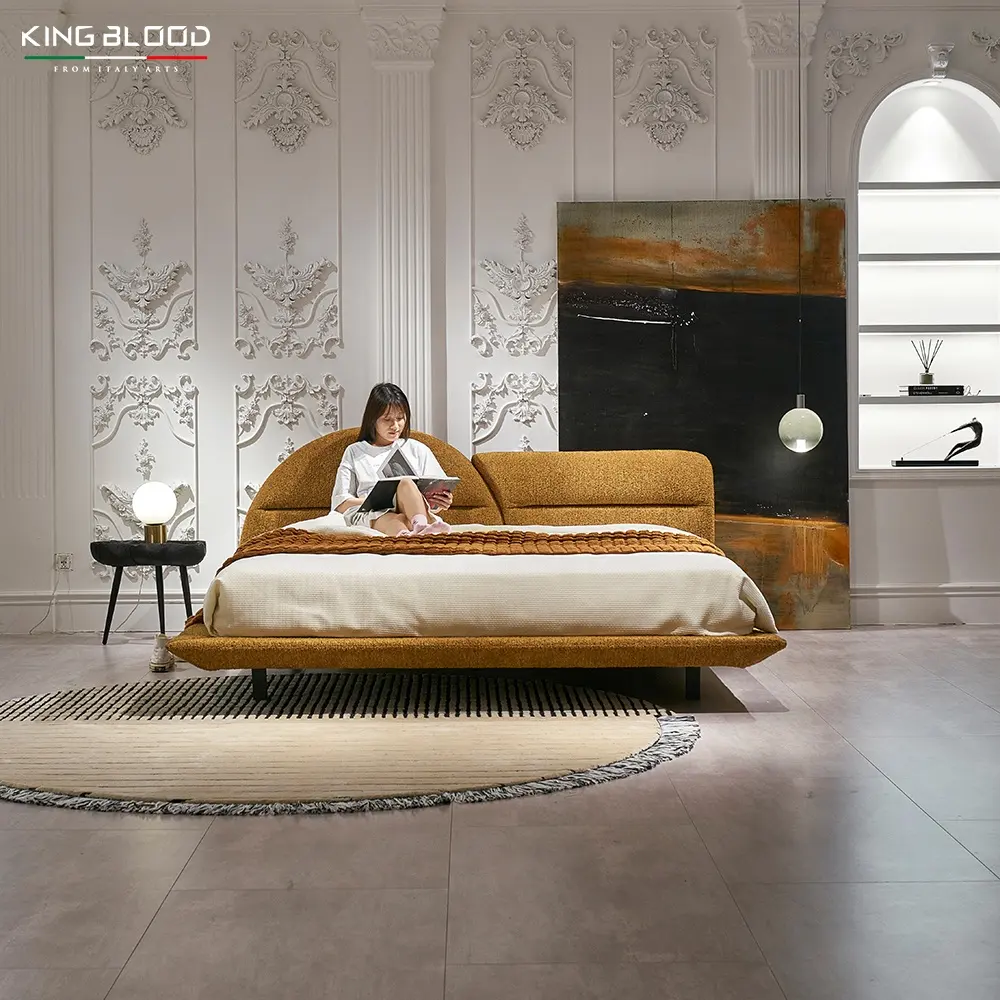Muebles de dormitorio de diseño italiano cabecero Alto y Bajo camas dobles marco de cama de lujo tamaño Super King