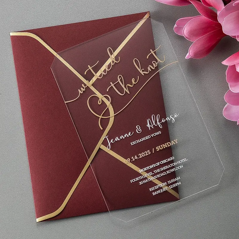 Tarjetas de invitación acrílicas con espejo dorado para boda, tarjetas de invitación acrílicas arábigas, Eid mubarak