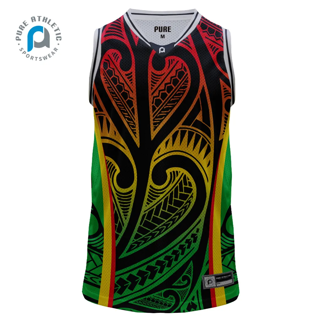 PURE 2023 all'ingrosso Rasta blank jerseys basket uniform design di alta qualità personalizzato sublimato college basket jersey bulk