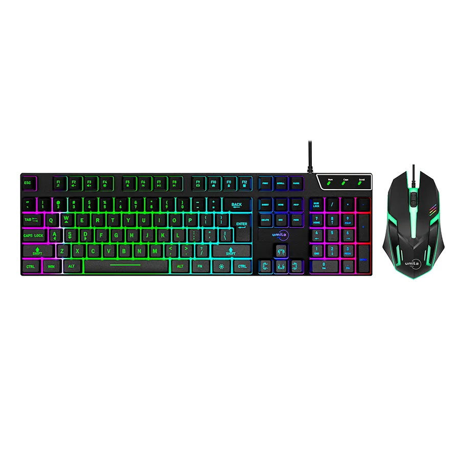 Clavier et souris filaires pour ordinateur RGB à sensation mécanique Ensemble clavier et souris filaire russe/français/coréen/espagnol/portugais