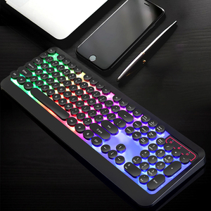 Teclado redondo Retro para ordenador, retroiluminado, LED, con cable USB - Product Image 2