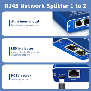 Gigabit Network Splitter 1 to 2 Gigabit <strong>Ethernet</strong> Adapter <strong>Ethernet</strong> Splitter Network Extender Rj45 Connector for PC TV Box Router - Product Image 2