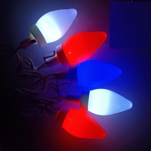 2025 Patriotic Independence Day 25 LED Red White Blue Smooth Shatterproof Opaque C9 Bulb <strong>Light</strong> <strong>String</strong> Plug in Outdoor Home Party