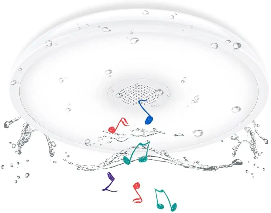18W su geçirmez tavan ışık Stereo duş hoparlör fikstür LED müzik renk değişimi lambası banyo mutfak çamaşır koridor
