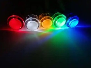 30mm voll farbiger LED-beleuchteter Druckknopf Eingebauter Schalter 5-V-Tasten für Arcade-Joystick-Spiele Mame Jamma Raspberry PI2