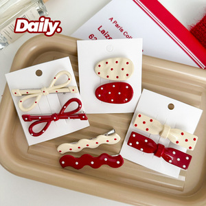 Phong cách đẹp mùa xuân màu Bow Knot thiết kế Acrylic kim loại Duckbill Clip Dot Bow tóc Clip bán buôn cô gái ngọt ngào kẹp tóc - Product Image 5