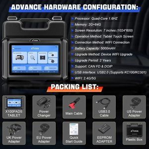 Neueste XTOOL X100 PADS Alle Systeme Diagnose Automotive IMMO/Schlüsselprogrammierung Auto-VIN eingebaute CAN FD DOIP 23+ zurücksetzen Service
