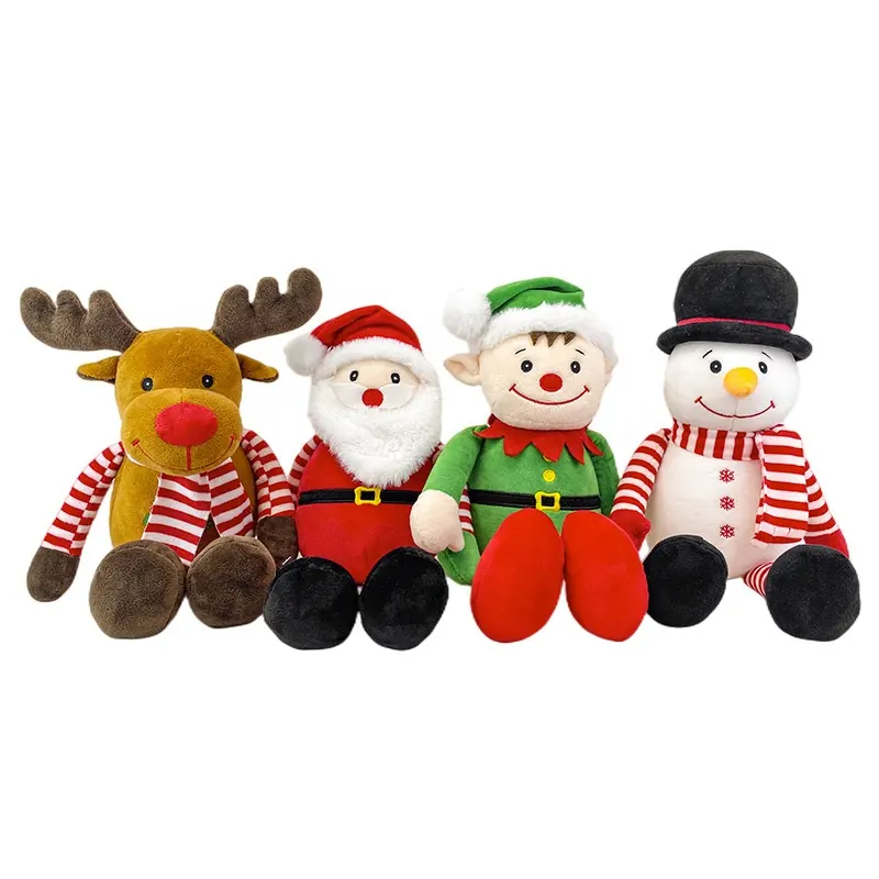 Em estoque Atacado 40Cm Stuffed Christmas Toys Long Arm Long Legs Moose Snowman Santa Claus Elf Plush Toys For Christmas