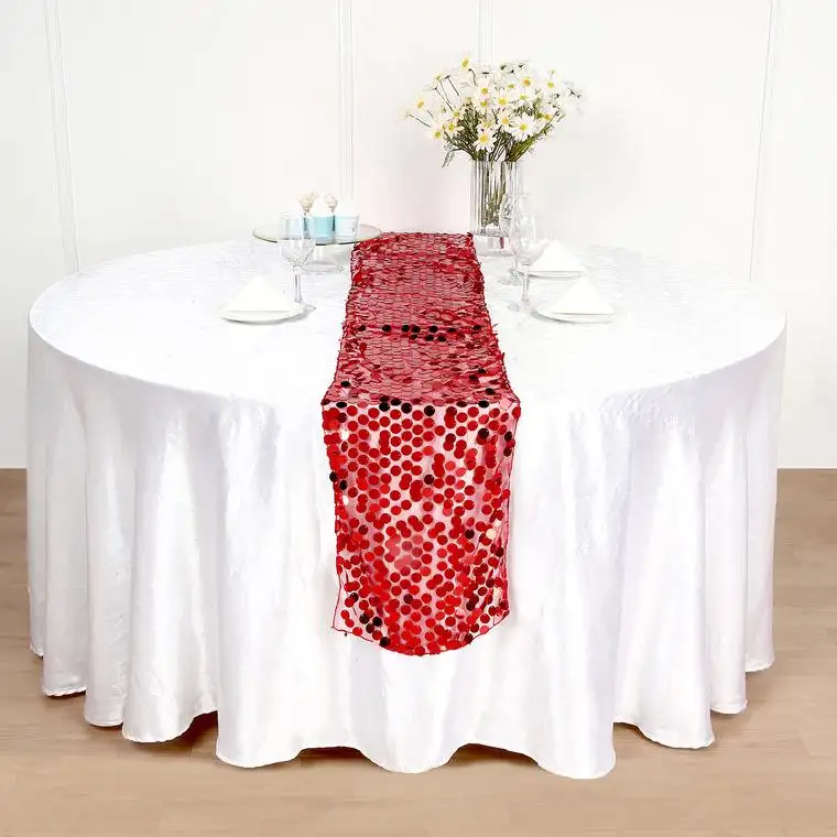 Wholesale  Luxury 18mm Big Sequin Table Runner for Wedding Party Banquet Home Decor