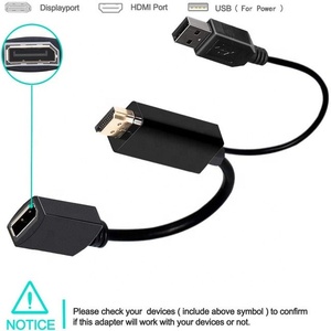 <strong>HDMI</strong> Male to DP Female Adapter 4K 2K@60Hz HDCP2.2 <strong>HDMI</strong> to DisplayPort Adapter with USB Power Compliant with Xbox One/PS4/PS5