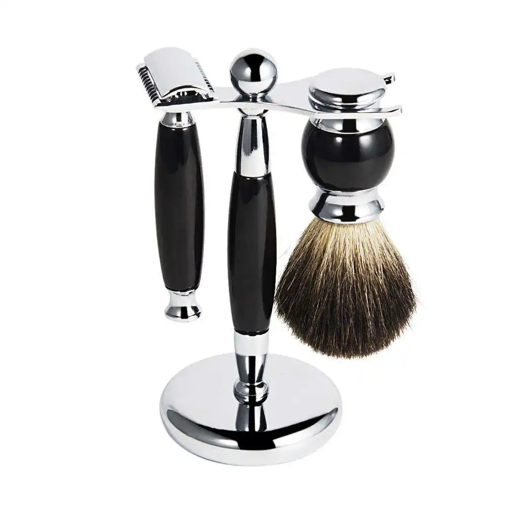 Set regalo per la rasatura di lusso Premium Kit di sicurezza manuale rasoio per uomo tapis spazzola per capelli da uomo manuale Set da barba con Logo personalizzato