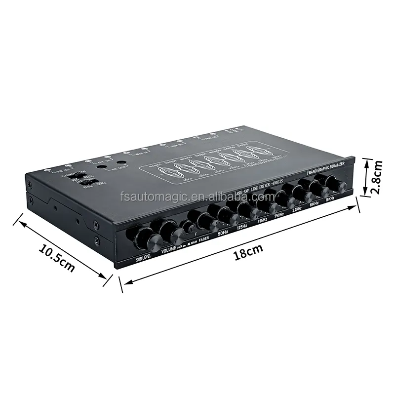 Auto Magic Eqs701 7-Band Grafische Egalisatie Voorversterker Met Frequentie Subwoofer 12V High Fidelity Auto Equalizer