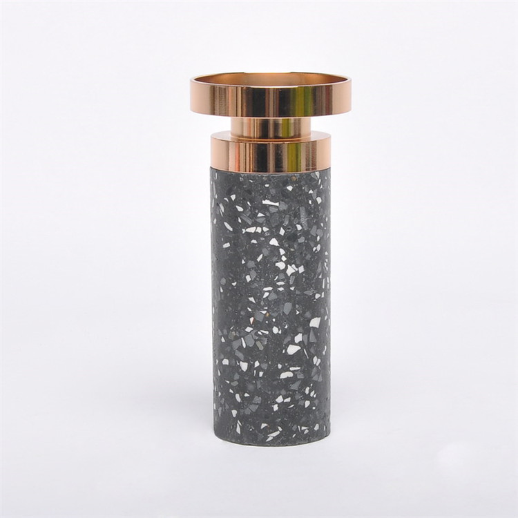 Exquisite table candle holder candle plate stand / tall terrazzo candlestick for candle